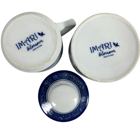 Imari Blossom China Retired Blue White Floral Butterfly Creamer/Sugar Bowl-Rare! - Picture 9 of 9